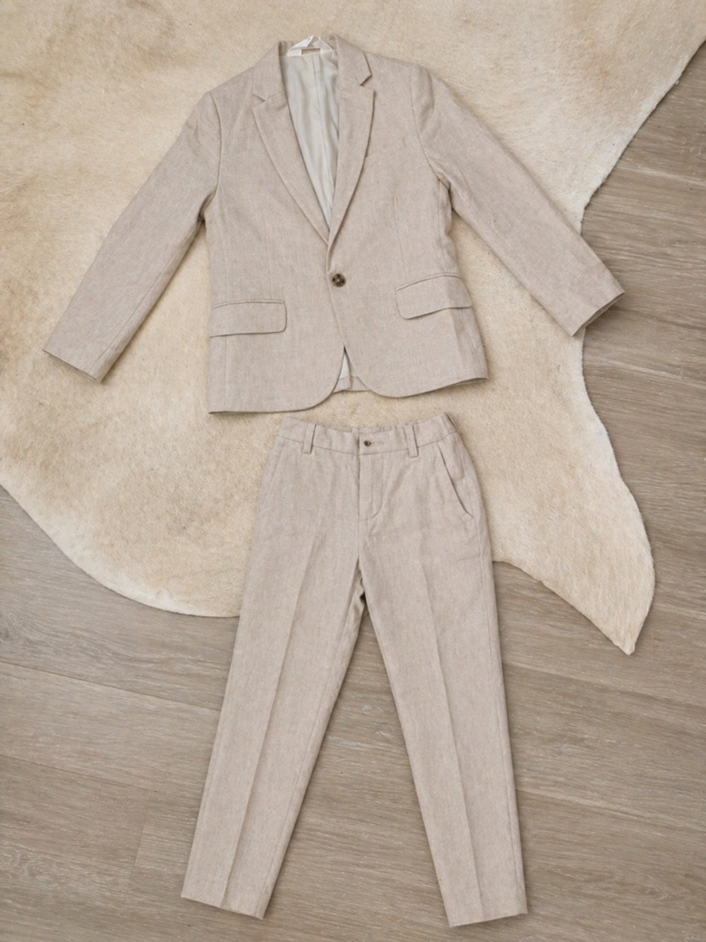 H&M Beige Linen-Look Kids Blazer & Pants Set